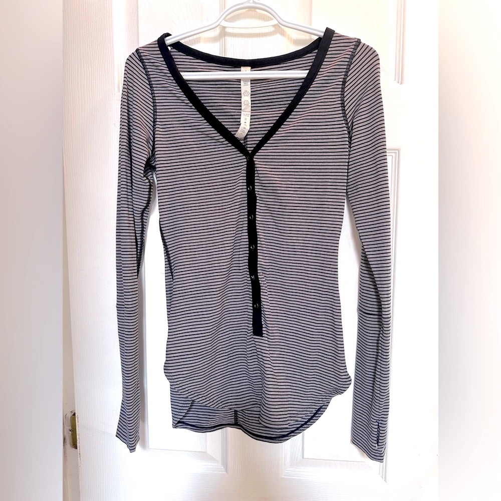 Lululemon Striped Long Sleeve V-Neck Top